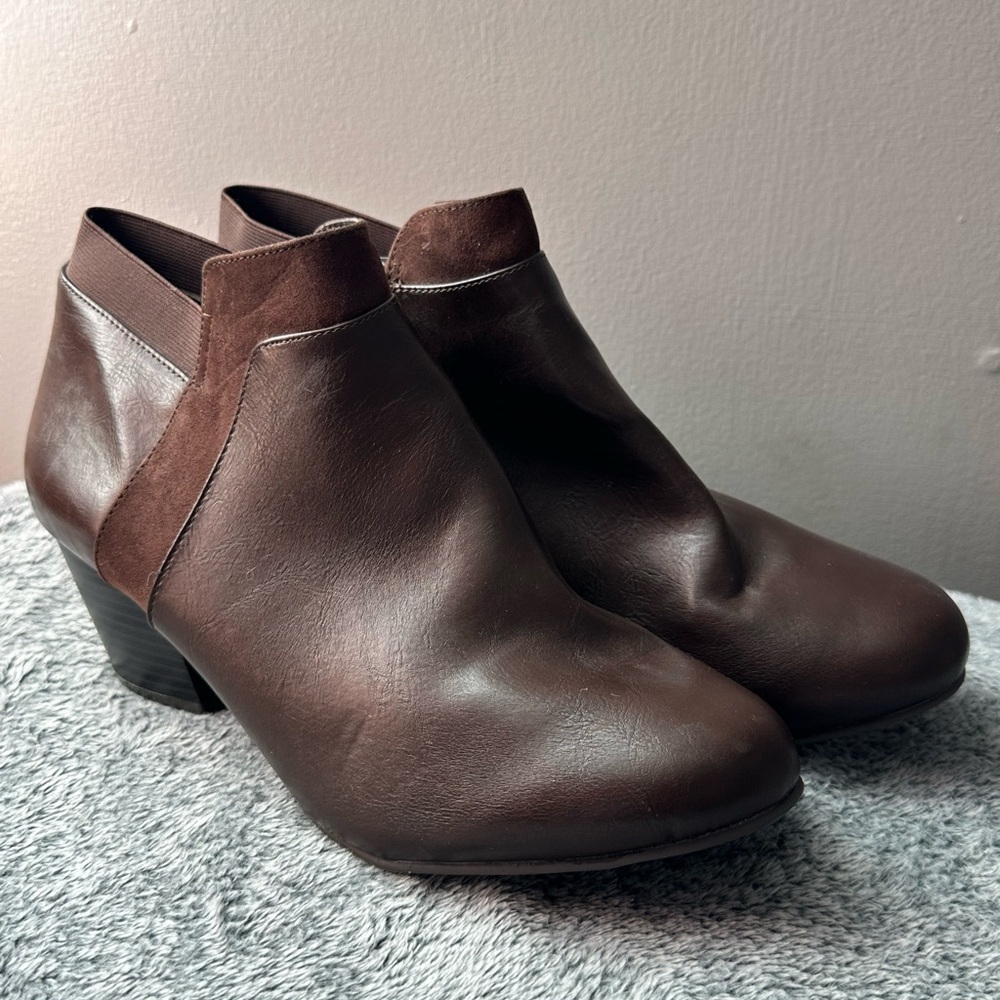 Dexflex Wide Boots Sz 12 Wide Brown Side-Zip Ankle Boots booties - Picture 2 of 7